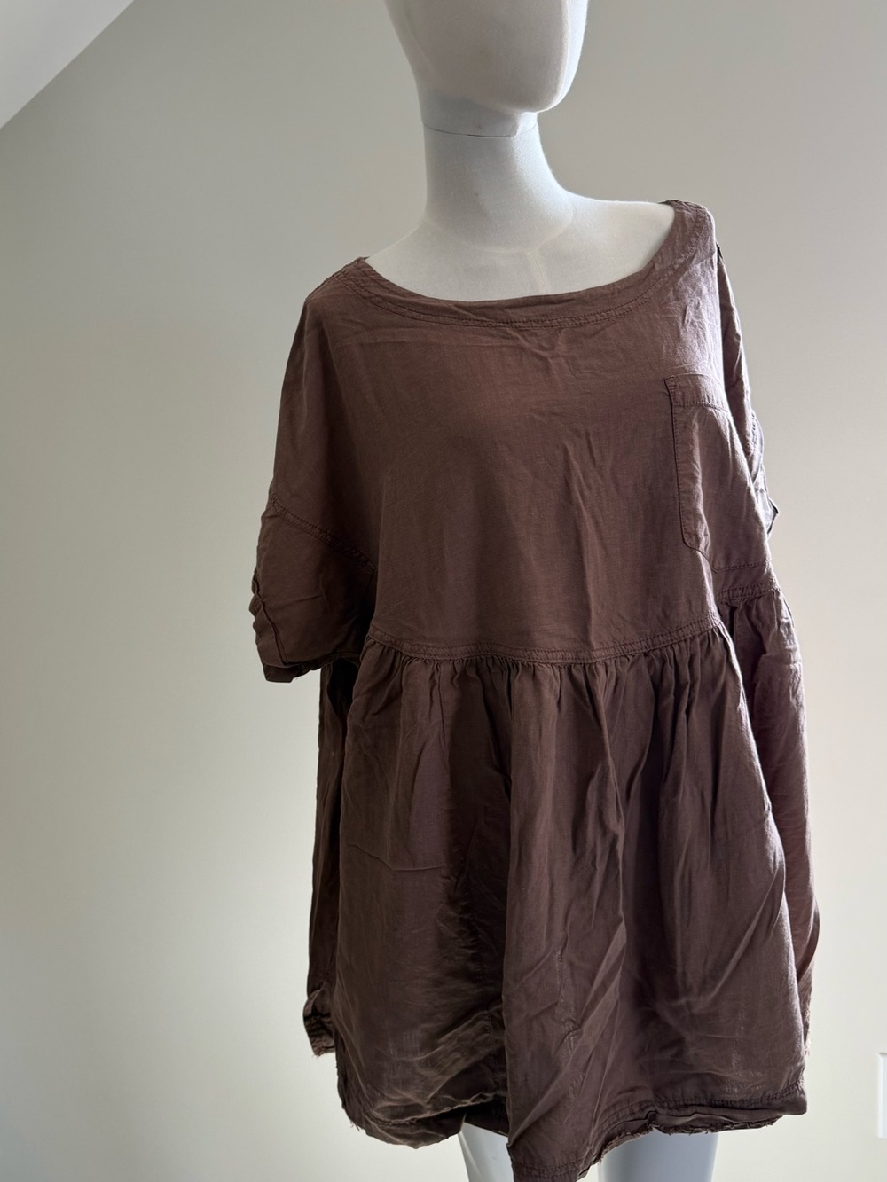 Free People We The Free Relaxed Peasant Tunic in Chocolate Brown